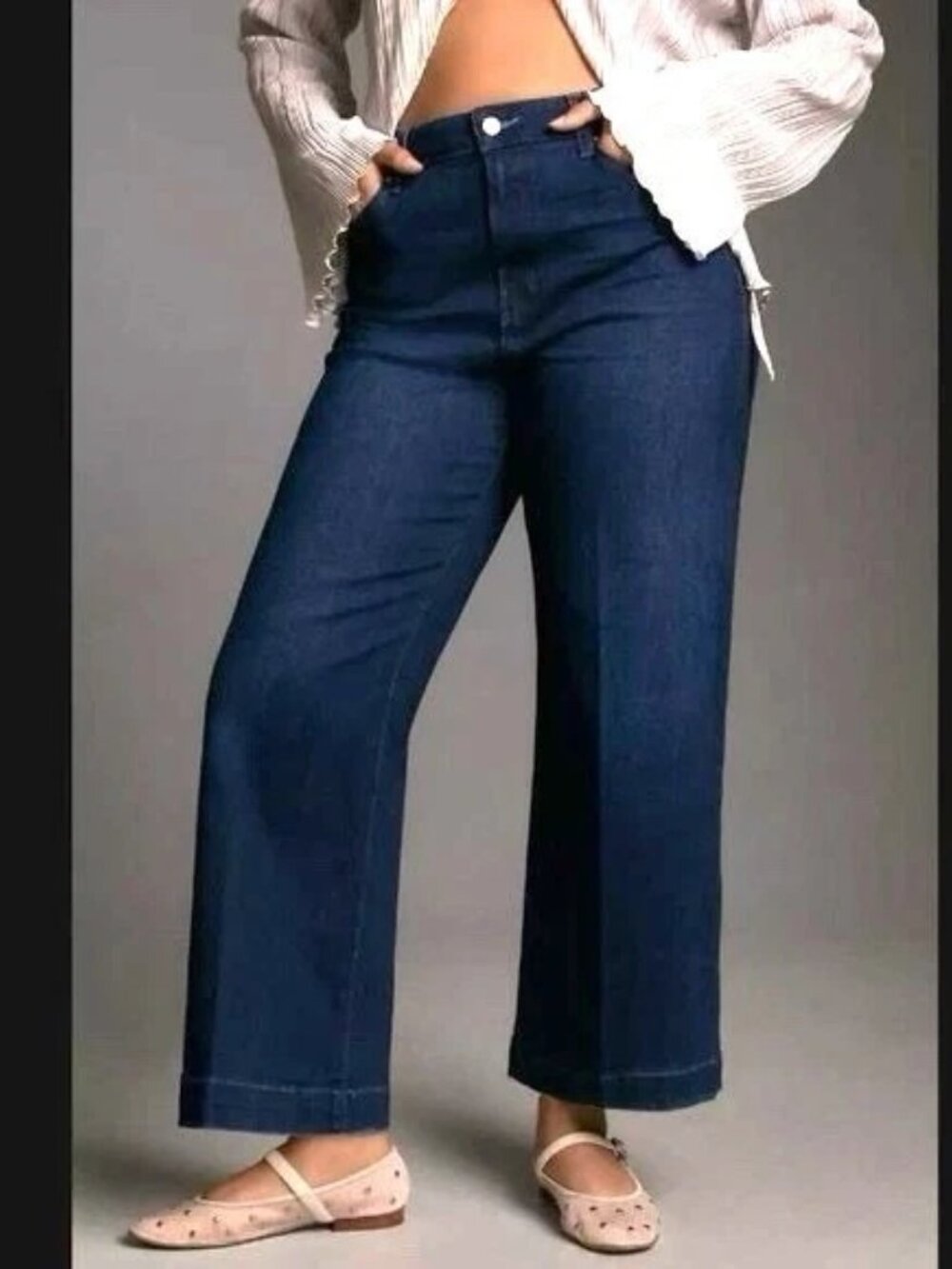 NWOT Paige Anessa Wide Leg Jeans High Rise Crop Stretch The Disco Wash Plus 24W